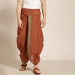 Men Rust Brown Solid Cotton Dhoti Pants