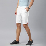 Men White Solid Slim Fit Regular Shorts