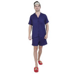 Blue Solid Sleepwear Set (Get Free Face Mask Inside)