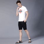 Men Black Printed Slim Fit Regular Shorts