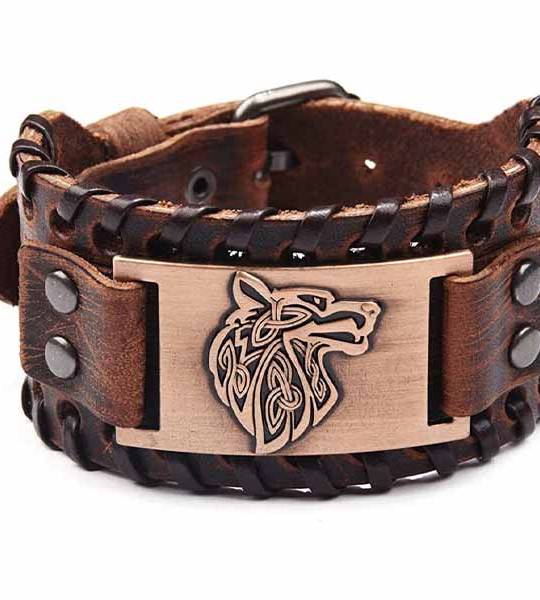 Viking Bracelet Wolf Fenrir - Vintage Nordic Scandinavian Talisman - Gothic Bracelet for Celtic Pagan