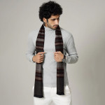 Men Charcoal Grey Striped Design Muffler