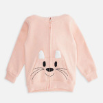 Girls Peach-Coloured Cotton Embroidered Hooded Sweatshirt