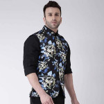 Hangup Men's Printed Cotton Nehru Jacket/ waist coat , color Black. Size 38 (120APrintedNehru)