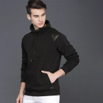 Men Black Printed Hooded Sweatshirt