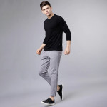 Men Grey Tapered Fit Solid Cropped Chinos