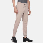 Men Beige Cotton Solid Slim Fit Joggers