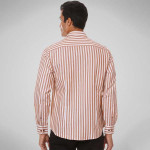 Men Brown Striped Cotton Full Sleeves Casual Shirt for Men