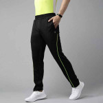 Men Black Solid Running Track Pants