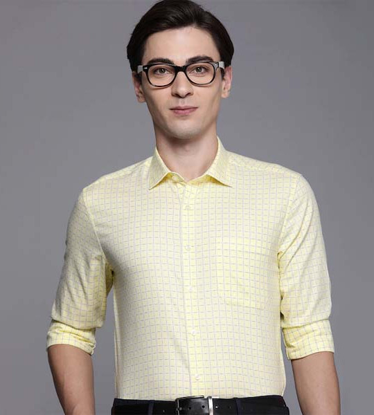 Men Yellow And Blue Slim Fit Checked Pure Cotton Casual Shirt